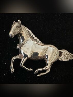 Navajo "Running Horses" 925 Sterling Silver Brooch by Stacey Turpen.